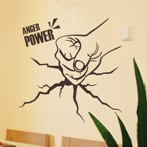 个性墙壁贴纸男生宿舍房间玄关走廊装饰品愤怒力量拳头裂缝墙贴画