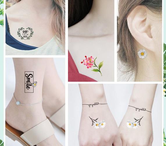 2021新款防水小雏菊纹身贴 小清新锁骨花朵纹身贴厂家