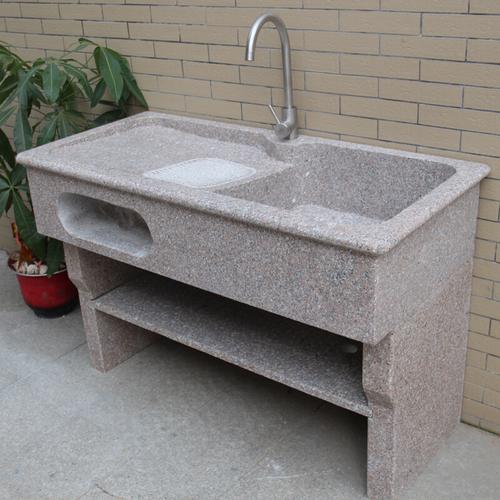 时尚家装大理石洗衣池阳台家用水带搓衣板整体定做石头定制户外洗衣台