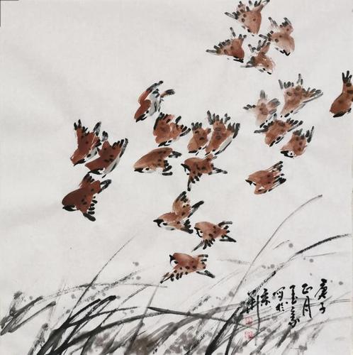 花鸟画作品                          《春暖花开时》墨豪 68～136