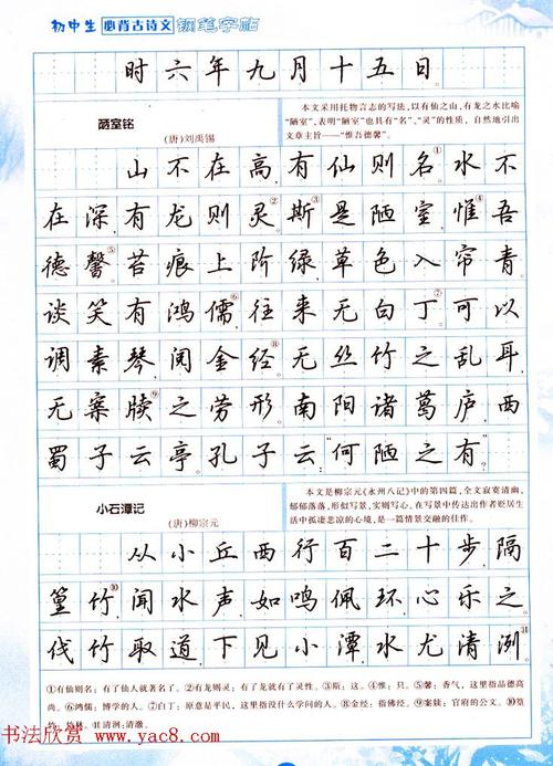 吴玉生行书钢笔字帖初中生必背古诗文8