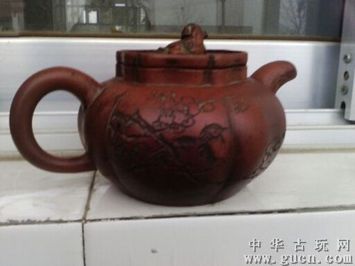 民国名人石生刻字的包浆一流的优质紫砂壶狮球壶