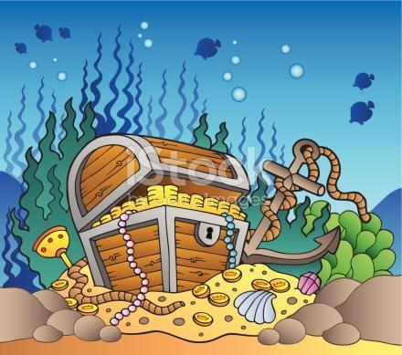 如何画海底宝藏简笔画