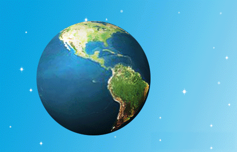 求一张动图,地球连续自转,背景是宇宙.