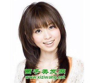 女生中长直碎发发型效果图(2)