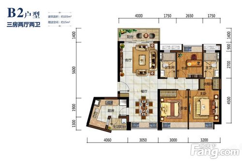 中海&middot;左岸岚庭 103㎡户型图
