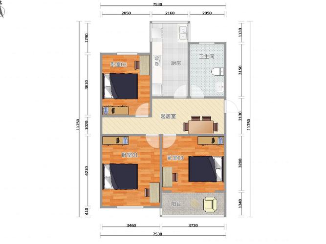 阳城永灵小区合租房源户型图