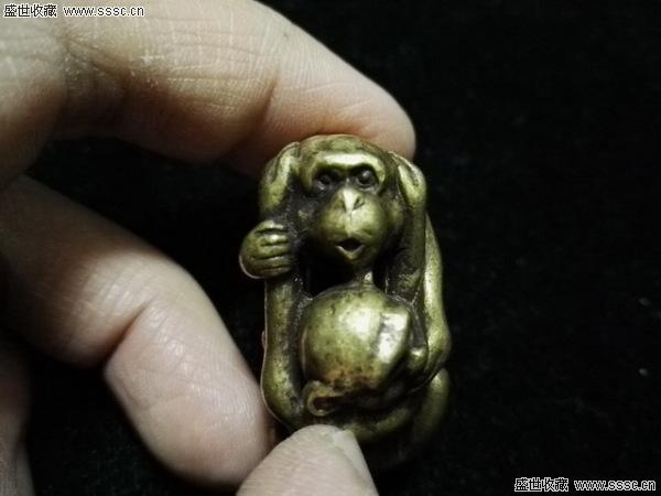 三不(不说,不听,不看)猴铜把件