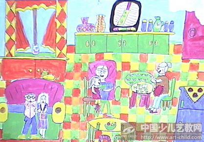 儿童画-家和万事兴-《少儿画苑》第04届国际少儿书画大赛获奖作品