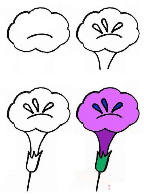 简单牵牛花的画法步骤图 涂色喇叭花简笔画图片-儿童