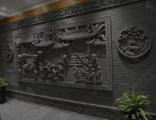 砖雕浮雕 仿古砖雕背景墙挂件 古建筑砖雕影壁照壁