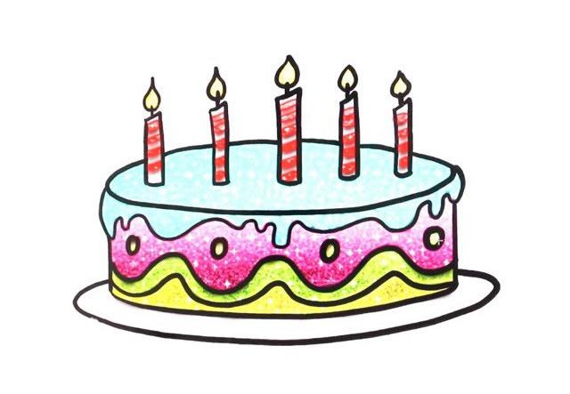 漂亮的生日蛋糕简笔画图片