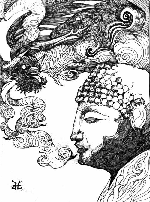 大佛头二_噢喔喔哦苏菲__插画师作品_涂鸦王国gracg.