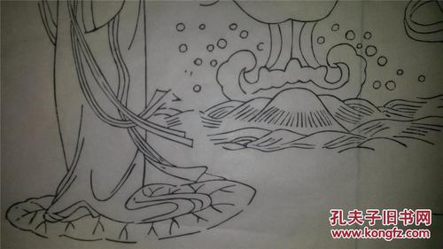 *巨幅木刻木版年画版画*南海观音线稿*113*69cm