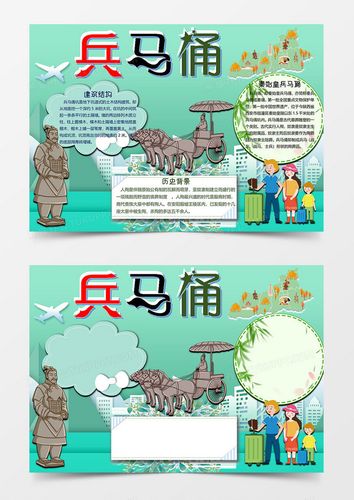 绿色版兵马俑世界文化遗产小报word模板