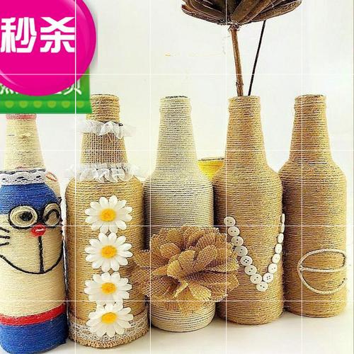 百货幼儿园手工瓶子材h料包麻绳装饰小花