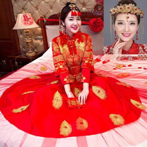 秀禾服新郎新娘中式婚服古代古装大码礼服敬酒服婚纱男女 参数