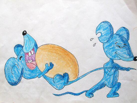 一只老鼠地上躺, 紧紧抱住大鸡蛋