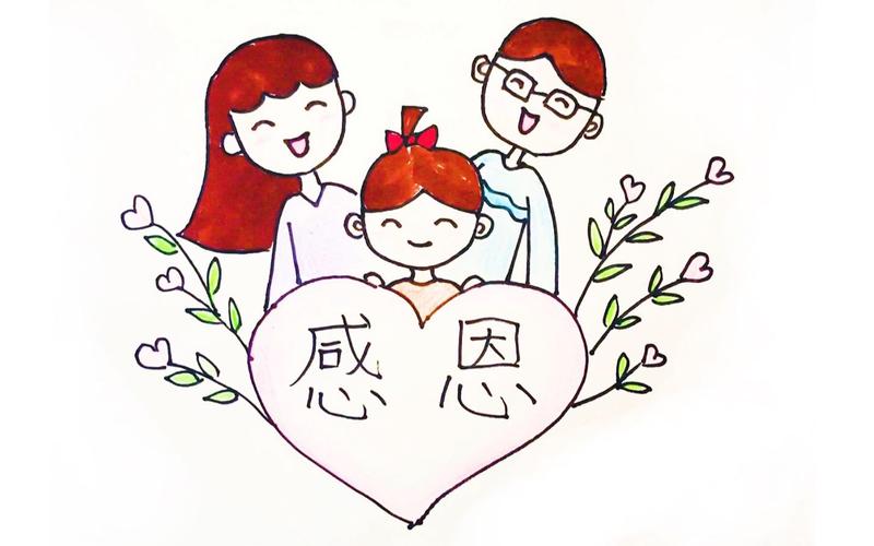 简笔画手抄报 感恩节来了,画一幅画送给父母,爸爸妈妈辛苦了!