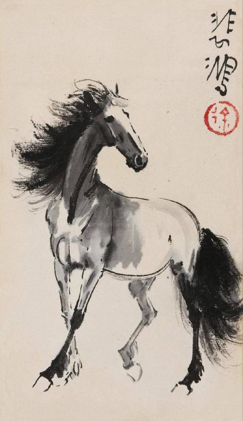 徐悲鸿画的马笔墨酣畅形象鲜明驰誉世界