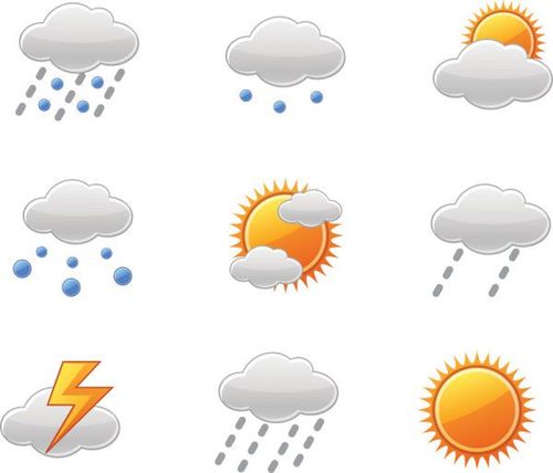 天气图标矢量素材天下预报标志下雨下雪雨天雪天晴雷阵雨心情日记
