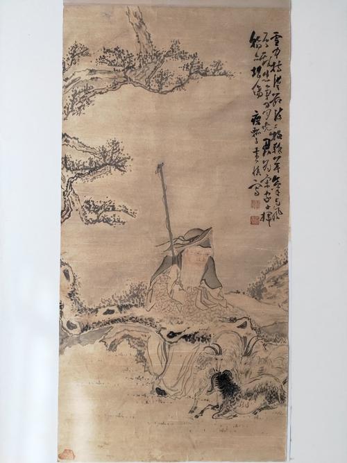 黄慎,清代画家,杨州八怪之一,所画题材是苏武牧羊.