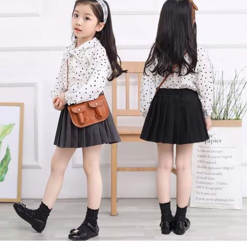 女童短裙春秋款2019新款小女孩百褶裙韩版洋气格子裙儿童半身裙