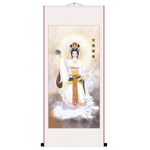 女娲娘娘补天画像娲皇神像挂画华夏民族人文国画