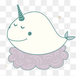 独角鲸鱼矢量卡通