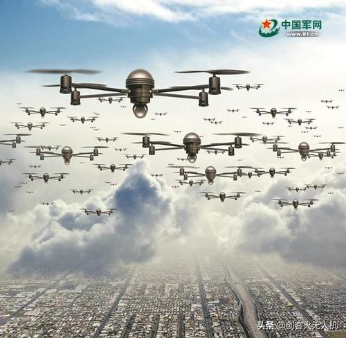 无人机蜂群作战想象图