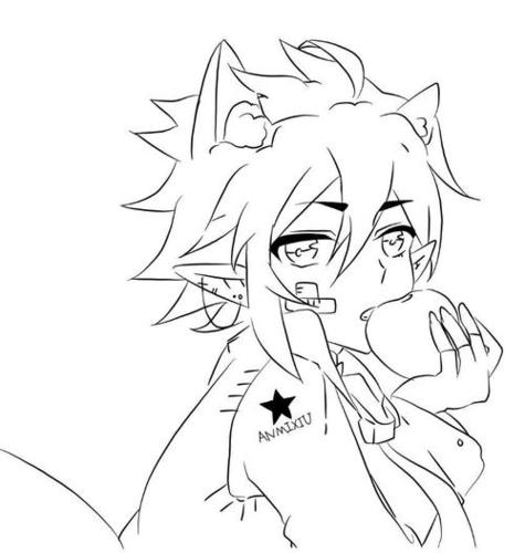 黑白线稿橡皮章素材动漫凹凸世界安迷修