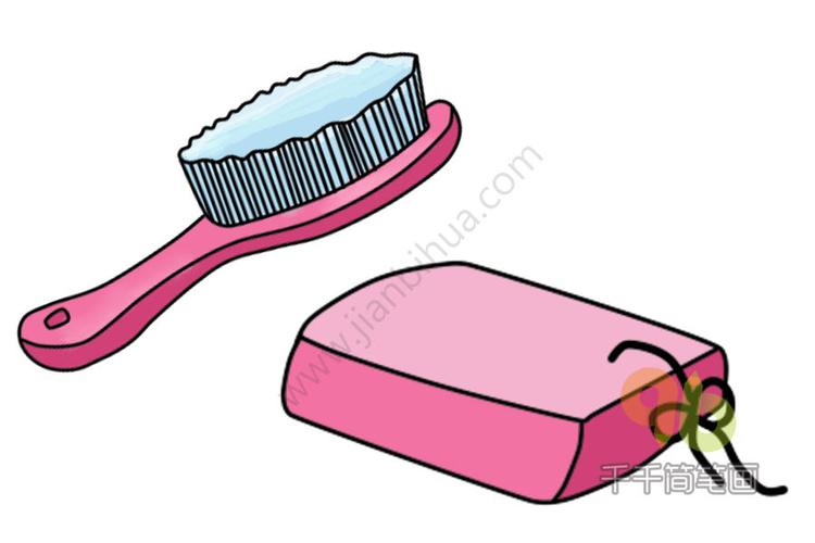 粉红刷子和香皂简笔画