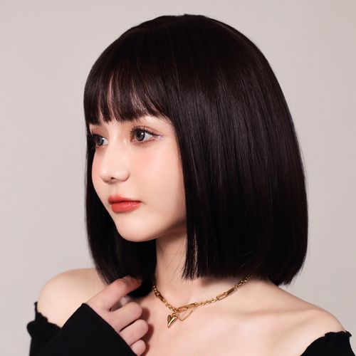 2021年时尚超短发,2021年流行时尚短发 假发女短发造型全头套式圆脸可爱减龄bobo头2021年时尚气质新款
