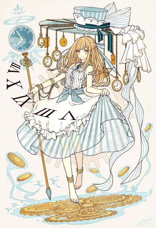 爱丽丝与白兔插画图片