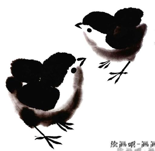 技巧小锦囊:在这幅绘画作品中,两只小鸡毛茸茸的十分可爱,画的时候要