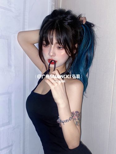 绝美黑蓝渐变发色97_烫发_染发_发色_发型_接头发_酒店_挂耳染_理发