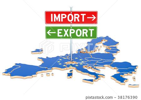 插图素材: import and export in european union concept