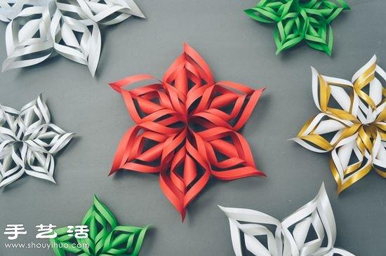 手工剪纸制作超美3d立体雪花教程
