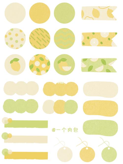 电子手帐素材|93柠檬薄荷配色 清新夏日感～_手帐_素材_夏天去哪玩