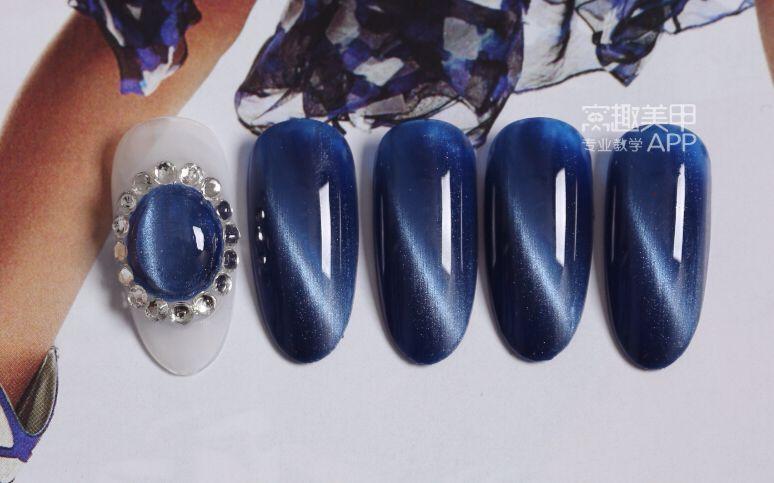美甲教程璀璨猫眼宝石美甲