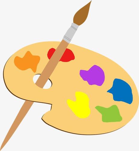 调色板画笔颜料简笔画