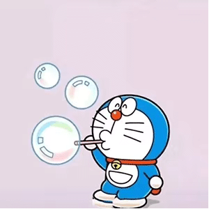 机器猫(哆啦a梦)吹泡泡图-表情包爸爸