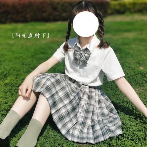 清茶丨现货丨原创jk制服格子裙绿白格绿格裙女百褶裙半身裙
