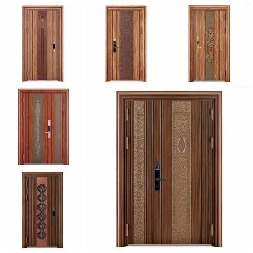 佛山仿木纹不锈钢中式拼接门 home entry mosaic steel doors