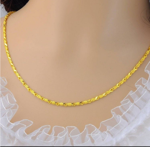 仿真黄金双面车花镂空倒模项链女沙金粗链双心形新娘饰品 已售 23