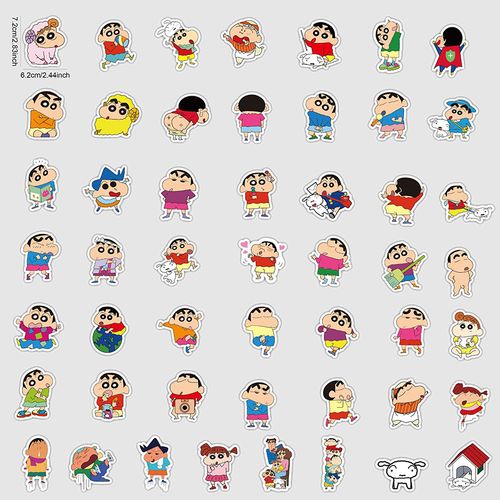 贴纸50张蜡笔小新动漫人物卡通可爱行李箱笔记本电脑吉他笔记本个性小