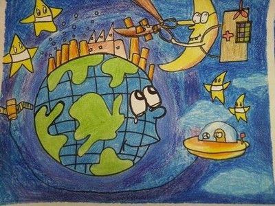 我心中的家园绘画作品