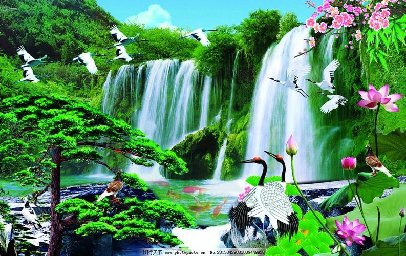 山水风景仙鹤图片大全2