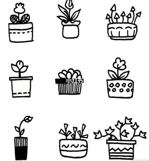 花盆的81种画法_花盆_简笔画_儿童简笔画_文化_绘画