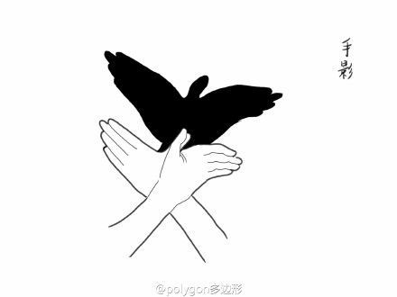 手影之小鸟图文来自原创设计师polyg.